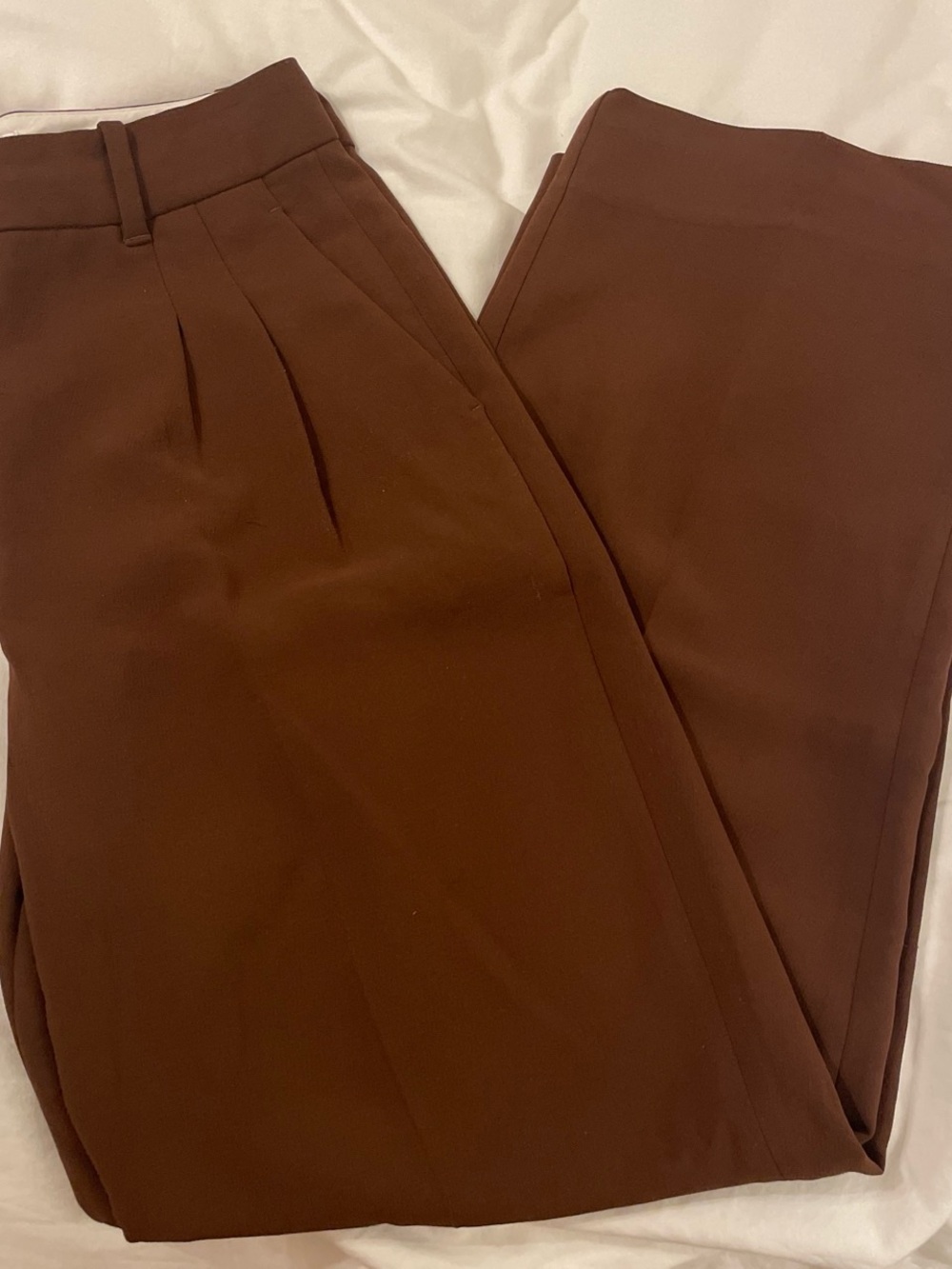 Aritzia Brown Pleated High-Waist Trousers